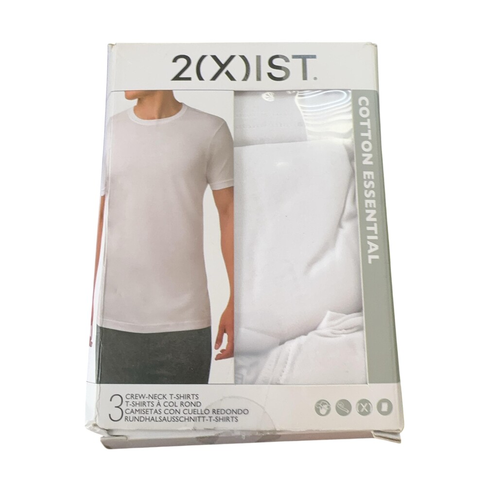 2(X)IST Cotton Essential Undershirt Mens XL White Crew Neck Tagless 3 Pack